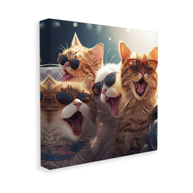 «Happy Cats Singing» par Jim Baldwin, H 36 po x l 36 po
