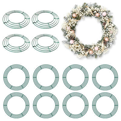 12 pièces en forme de couronne métallique en forme de couronne ronde pour Noël Nouvel An, décoration de bricolage, 14 pouces
