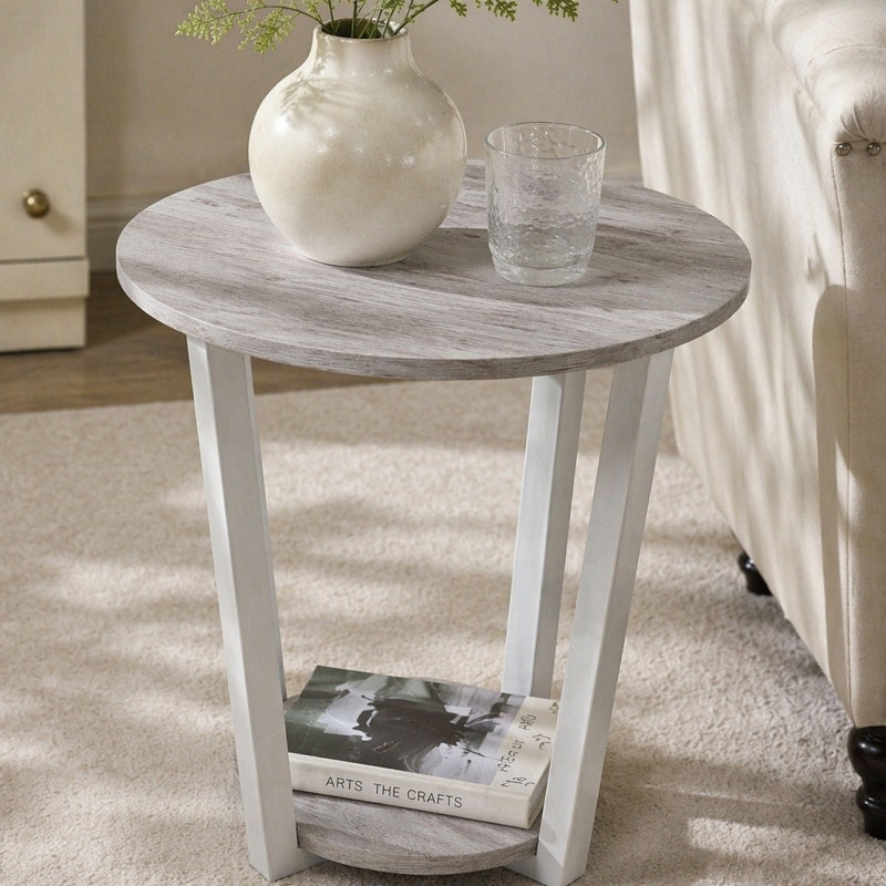 Table de bout ronde avec tablette Elysian