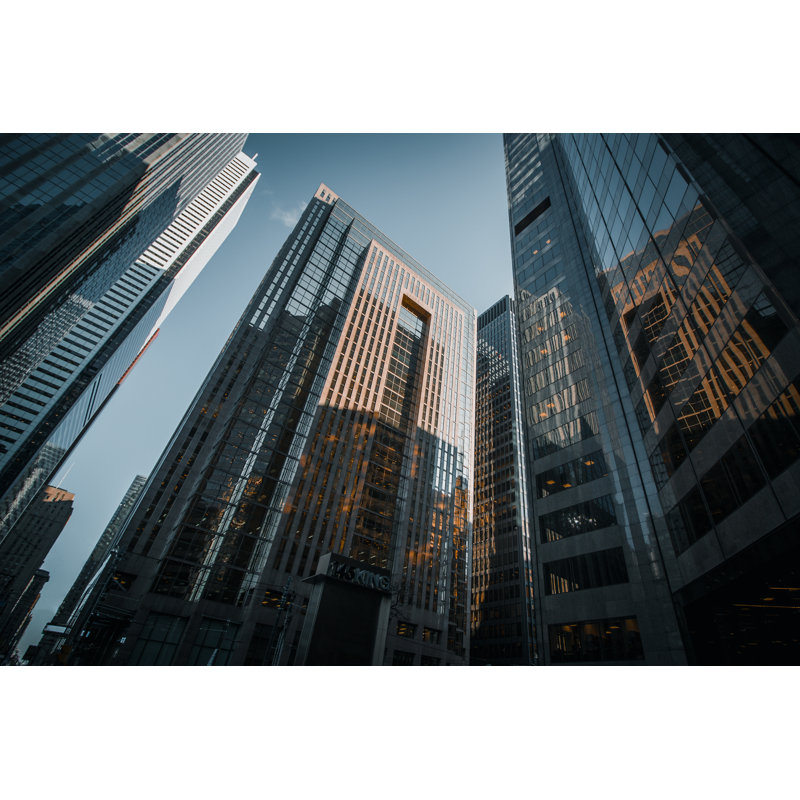 Lookup On Glass Skyscrapers In Downtown Toronto by Natalie G - Wrapped Canvas Print, 30cm H x 46cm W