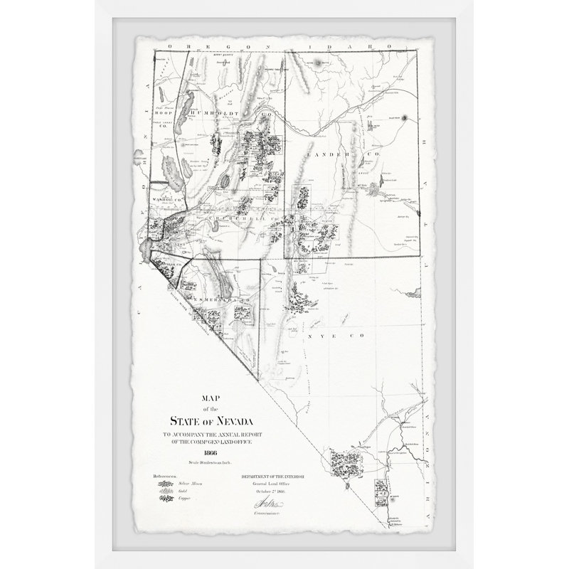 Carte rétro du Nevada - impression encadrée, H 24 po x l 16 po x P 1,5 po