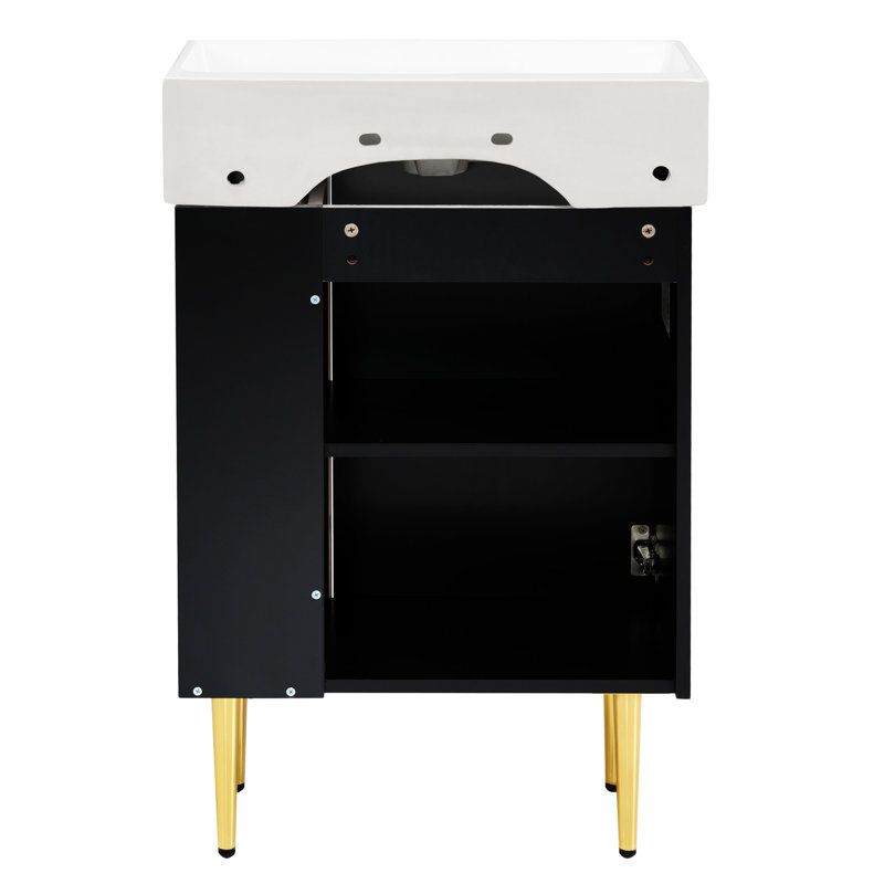 Meuble-lavabo de salle de bain 21,6 po, Noir