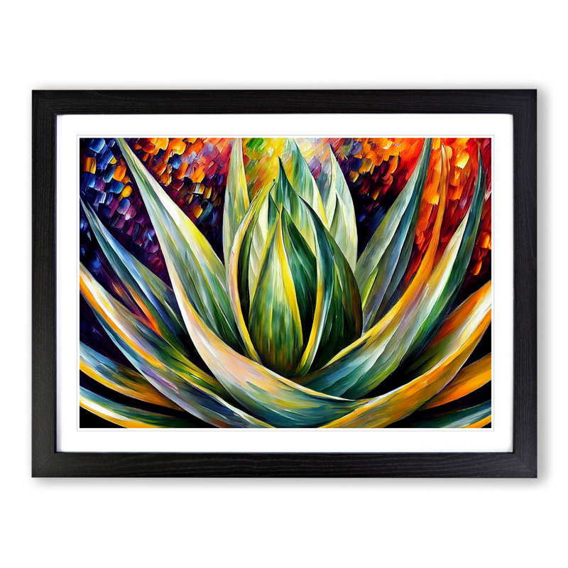 Aloe Vera Succulent Plant Vol.4 - Single Picture Frame Print, 46cm H x 64cm W x 2cm D, Black