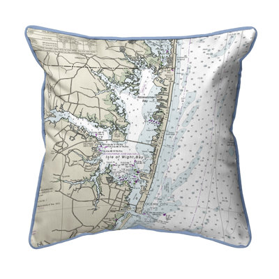 Housse et insert de coussin carré extérieur Nautical Map Island to Chincoteague Inlet VA