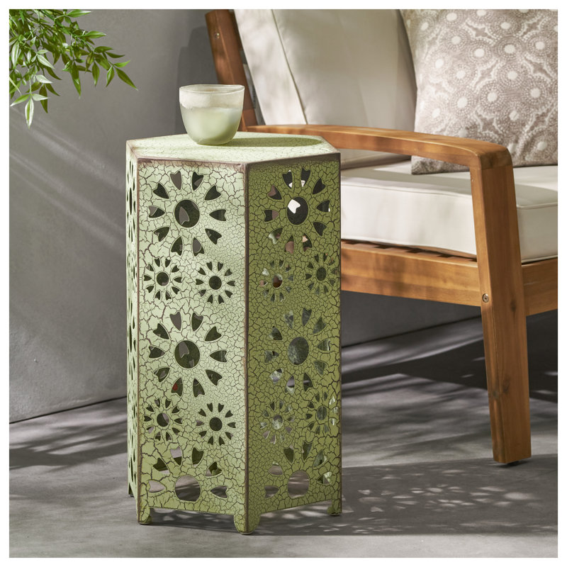 Table d'appoint Galore en fer découpé Sunburst 14 po, vert