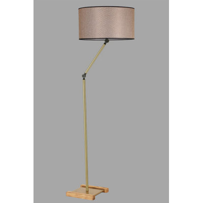 Lampe sur pied moderne, dorée et beige, d'une hauteur de 65,0 pouces | Corps en métal avec capuchon en tissu, culot E27 de 40 W maximum | Design scandinave élégant, parfait pour le salon, la chambre à coucher et le bureau | Solution d'éclairage élégante et glamour