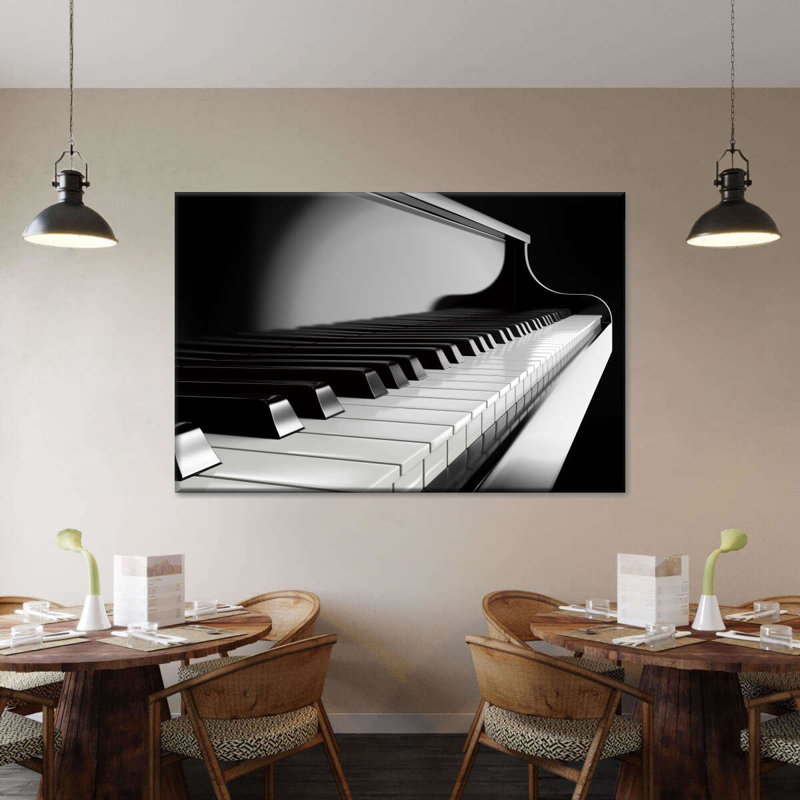 Touches de piano sur toile, H 26 po x l 39 po x P 1,25 po
