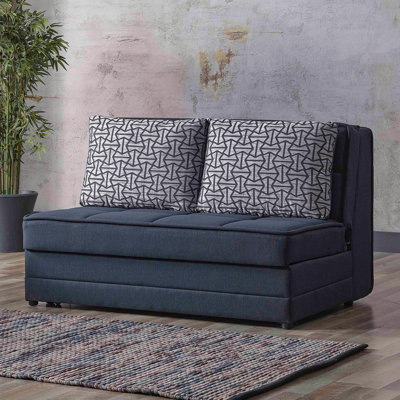 Upholstered Convertible Loveseat With Storage, Navy