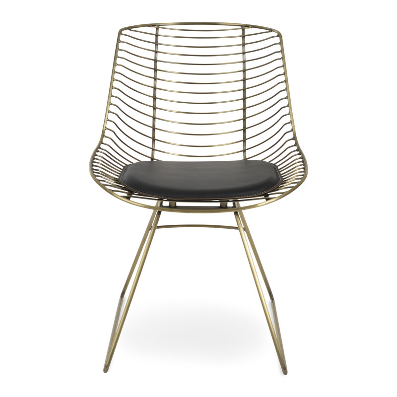 Chaise d'appoint Tiger, Similicuir noir, Laiton