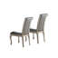 Dining Table Rectangle Glass Inert Top Silver Hue 7Pc Dining Table 6X Side Chairs Tufted Back Dining Room Furniture