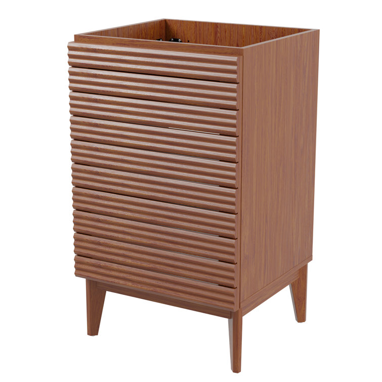 Calandre 20" Slat Modern Farmhouse 2-Shelf Bath Vanity Cabinet Only (Sink Basin not Included)