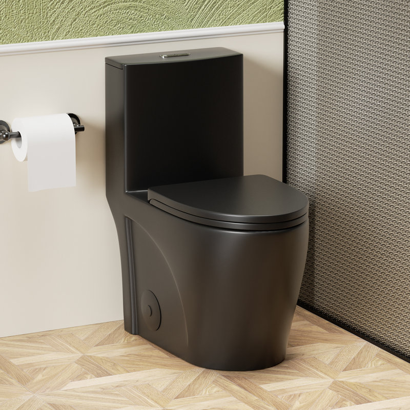 Elongated One Piece Toilet with Comfort Chair Seat ADA Height 17.3" Modern Toilet for Bathroom, Dual Flush 1.1/1.6 GPF and MAP 1000g, 12" Rough-In, Soft Closing Seat