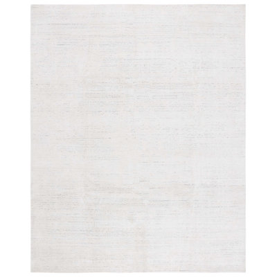 Mirage Handloomed Viscose Wool Cotton Solid Color Rug in Ivory