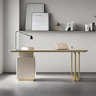 Bureau en pierre frittée avec tiroirs