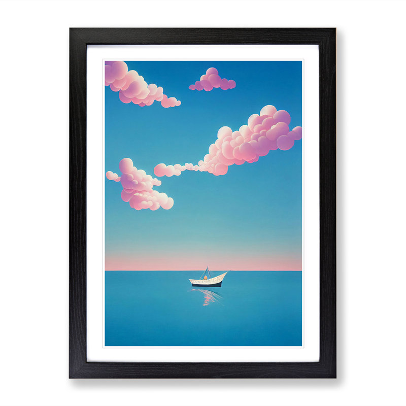 Boat Under The Sky - Print, Black Framed, White, 36cm H x 27cm W x 2cm D