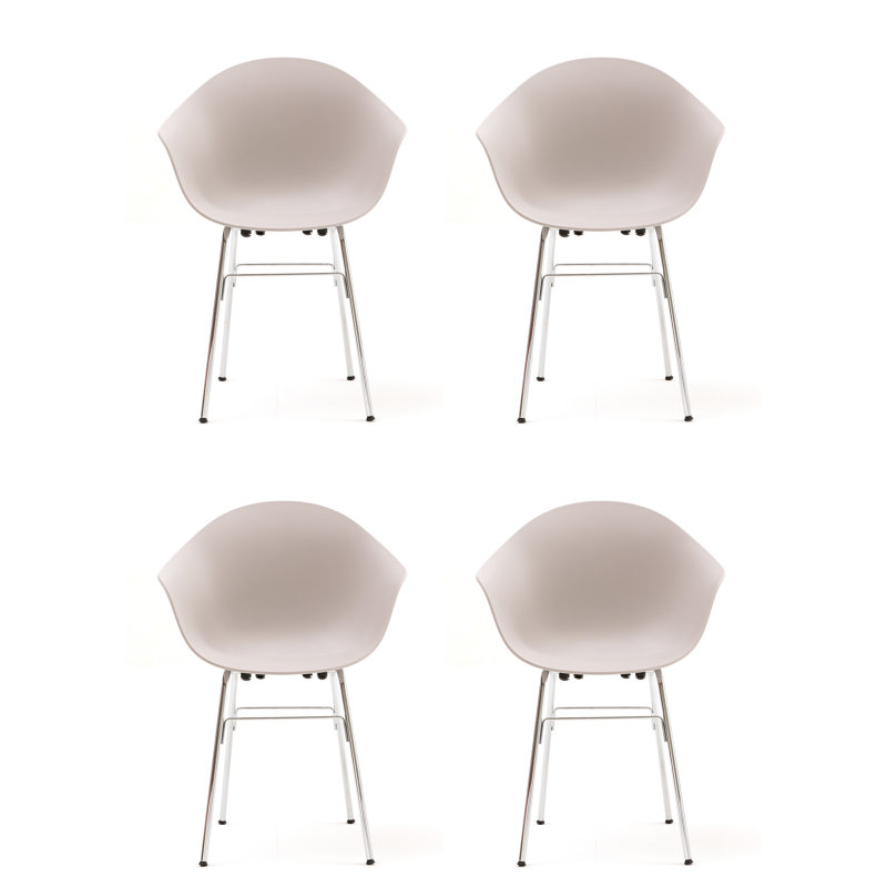 Fauteuil TA (ensemble de 4), Blanc / Chrome