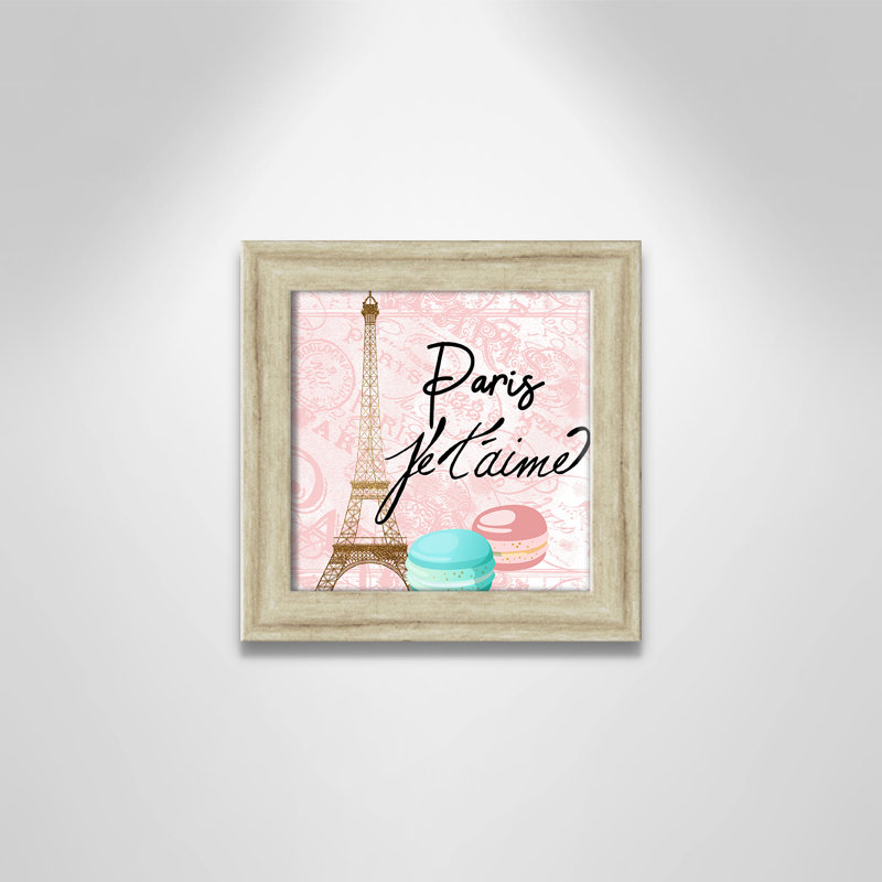 Bonjour paris 1, H 10 po x l 10 po x P 0,63 po, Beige Flat Framed
