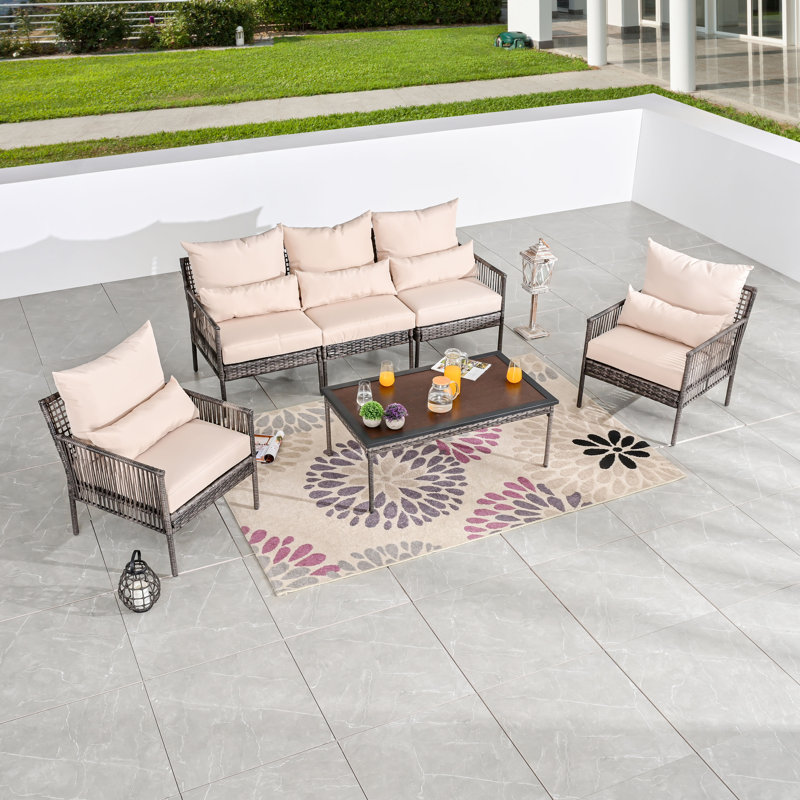Aalaysia 6-Piece Outdoor Wicker Conversation Set