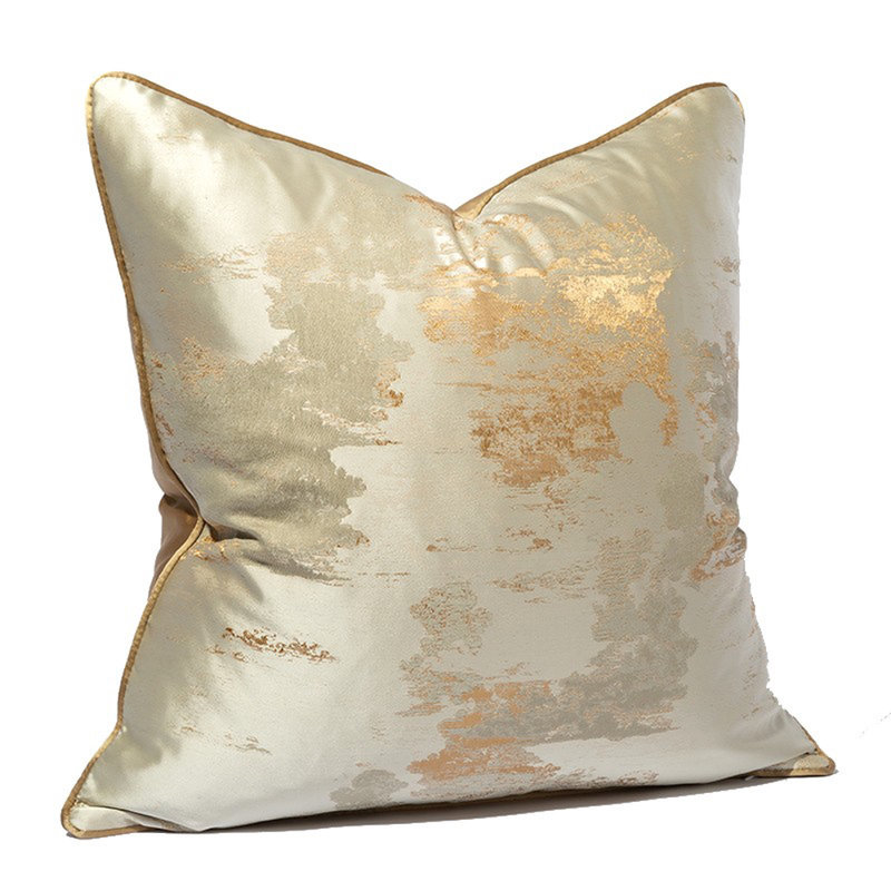 Housse de coussin réversible Abstract, Or / beige abstrait, H 18 po x l 18 po
