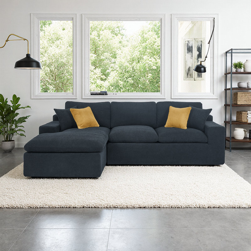 Canapé modulaire moderne en mousse haute densité, assise profonde, canapé large avec accoudoirs, Black