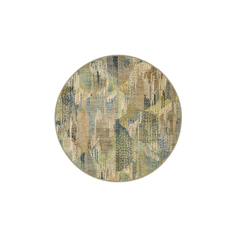 Decorative Washable Carpet With Yellow Flowing Motif, Rectangle 3'4" x 5'