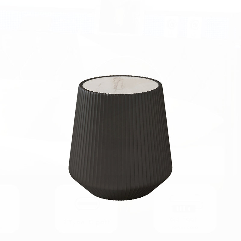 Table basse moderne en cuir fritté avec dessus en pierre pour un mobilier de salon élégant et durable, Or/noir
