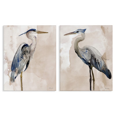 «Beautiful Heron Birds debout aquarelle», ensemble de 2 toiles murales par Stellar Design Studio