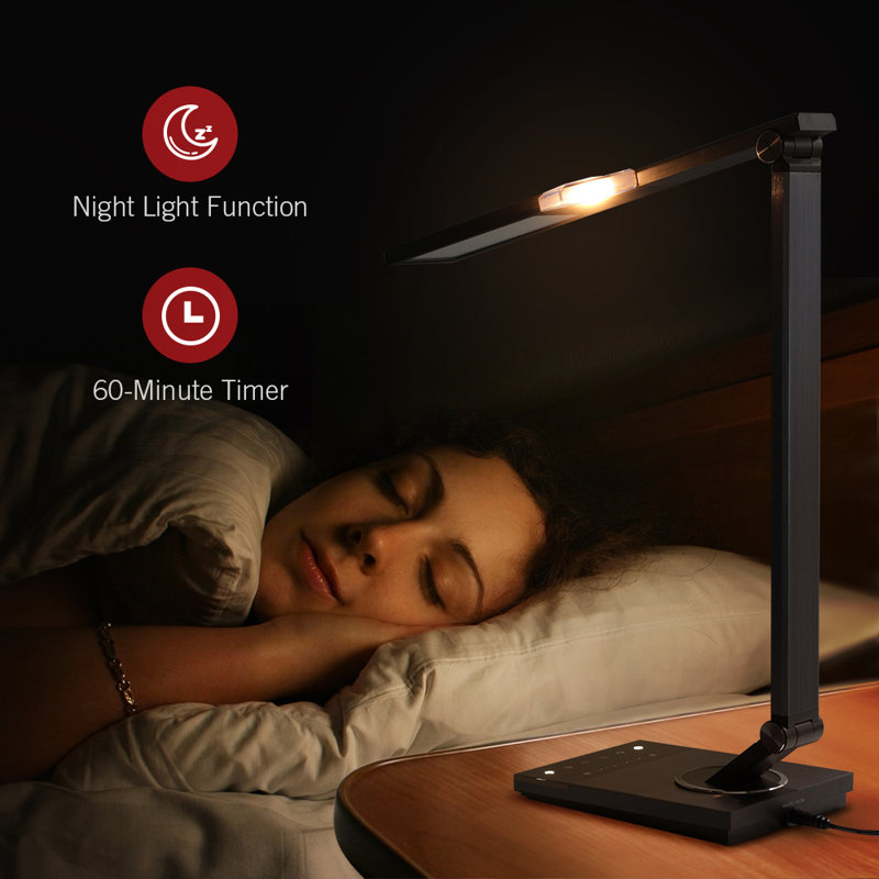 Trevyn Adjustable Metal USB Desk Lamp, Black