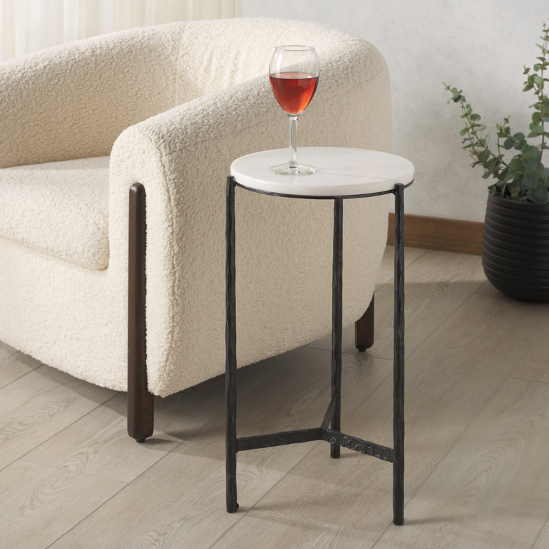 Table à boisson en marbre Marylou, Blanc