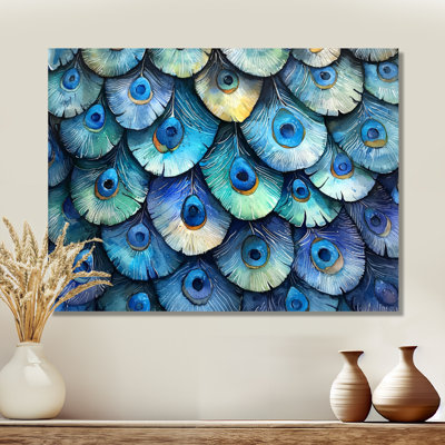 Grimsley Aqua Peacock Feather Mosaic - peacock Wall Art Decor