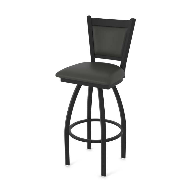 Tabouret pivotant Hadleigh, Noir froissé, Tabouret de bar (siège d'une hauteur de 36 po), Vinyle - fer Canter