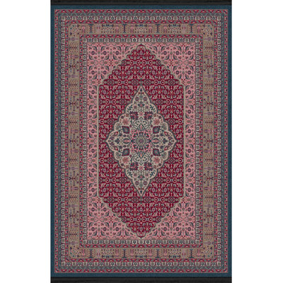Pink-Themed Multi-Colored Traditional Motif Ethnic Patterned Vintage Decorative Rug