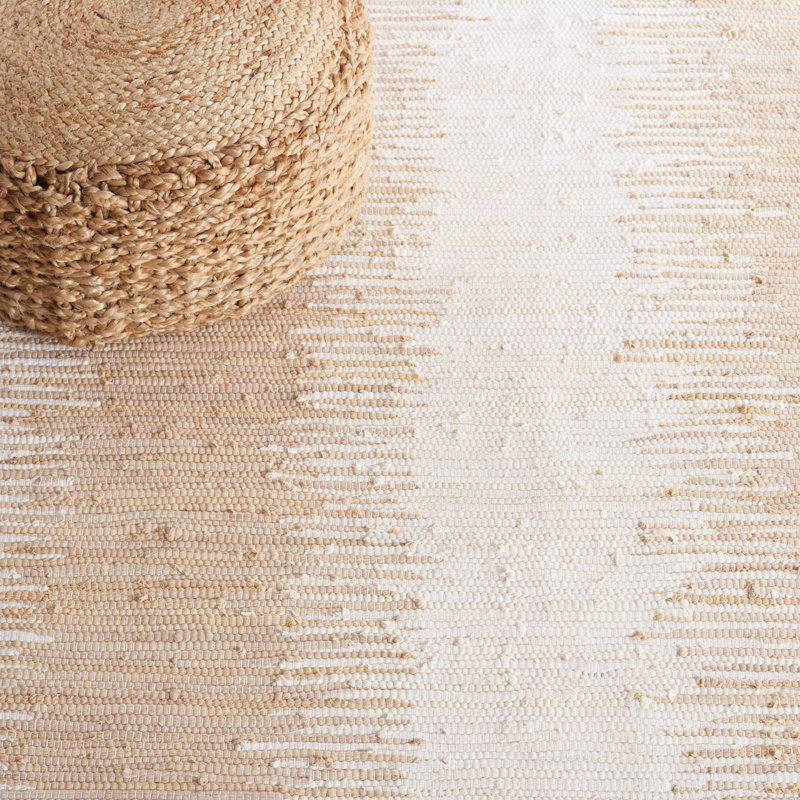Annia Hand Woven Cotton Striped Rug, Rectangle 5' x 8'