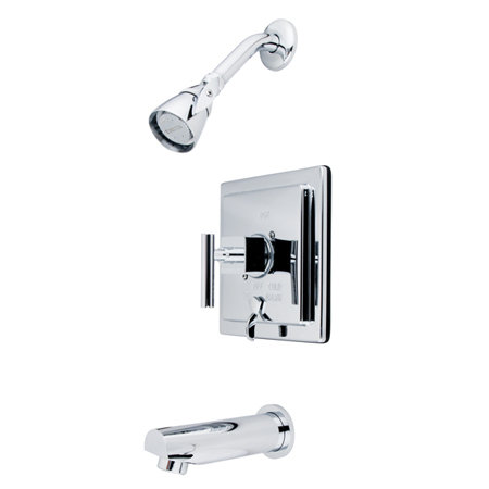 Robinet de baignoire et de douche à inverseur avec valve brute Rio, Chrome poli