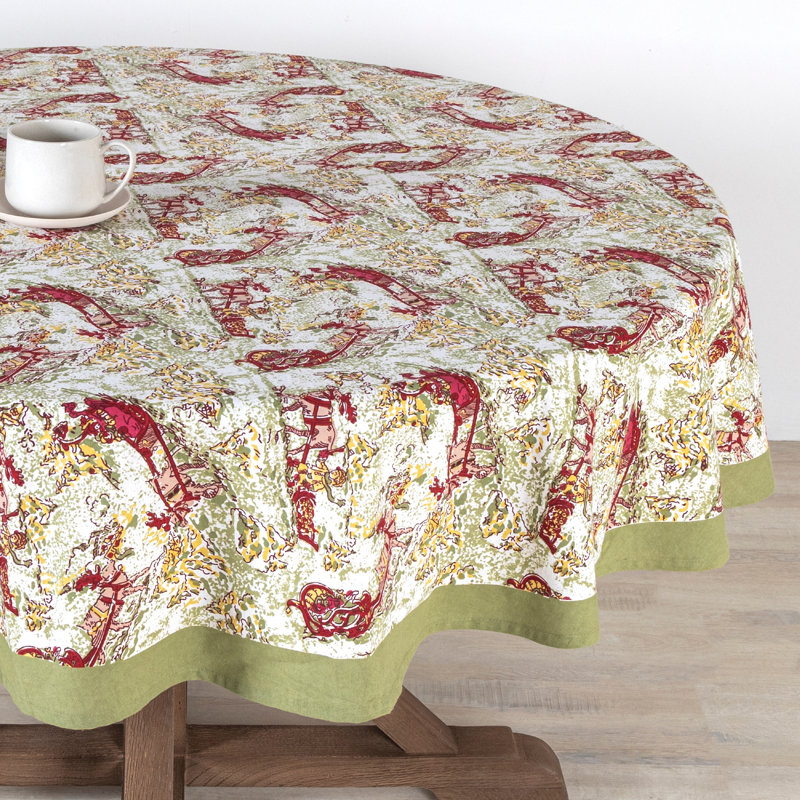 Nappe Leihum, 70 po rond, Vert/rouge
