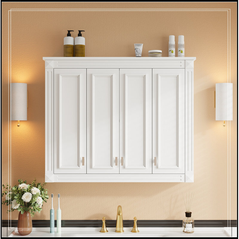 Armoire murale Lobdell avec sculpture exquise et 1 tablette réglable