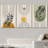 Mid Century Modern Boho Geometric Pastel Jungle Palm Leaf Abstract Nature - 3 Piece Print Set on Canvas-87392635-87392634