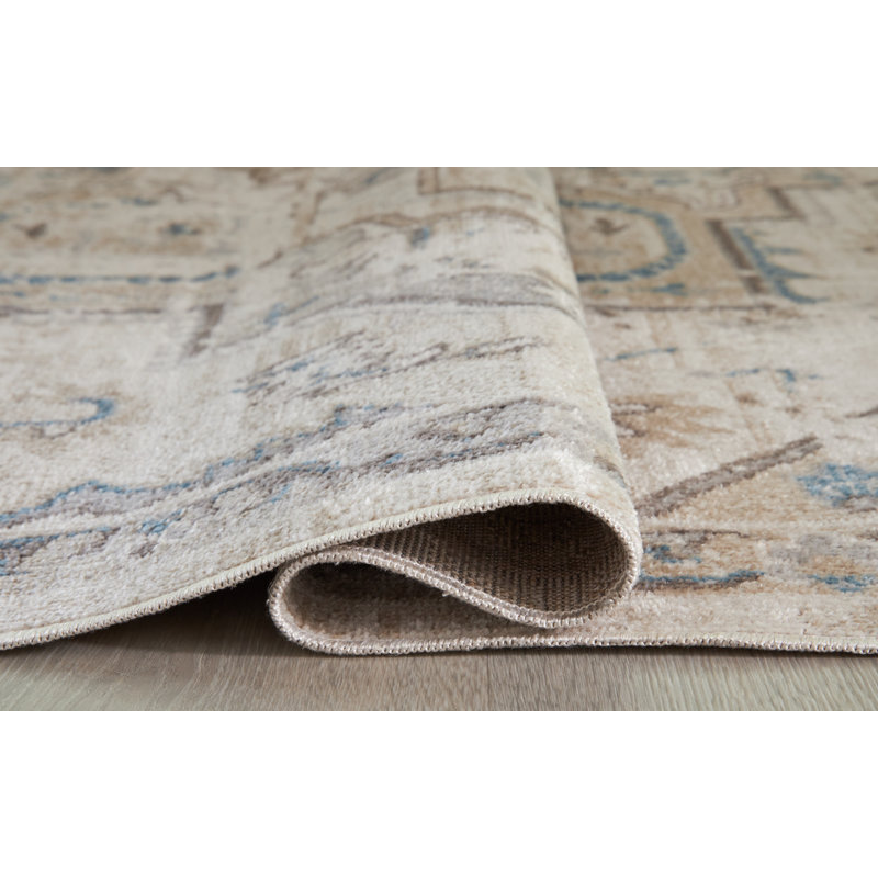 Barkham 8' x 10' Gray Beige Blue Medallion Rug