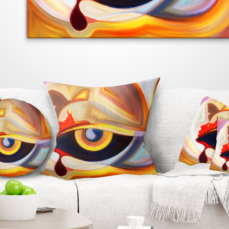Eye s Intuition - Coussin imprimé abstrait, 16 po x 1 po, Carré