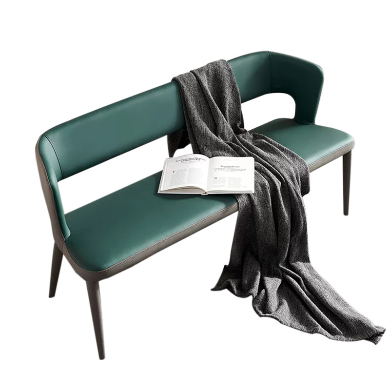 Banc rembourré en similicuir Marnika, Vert