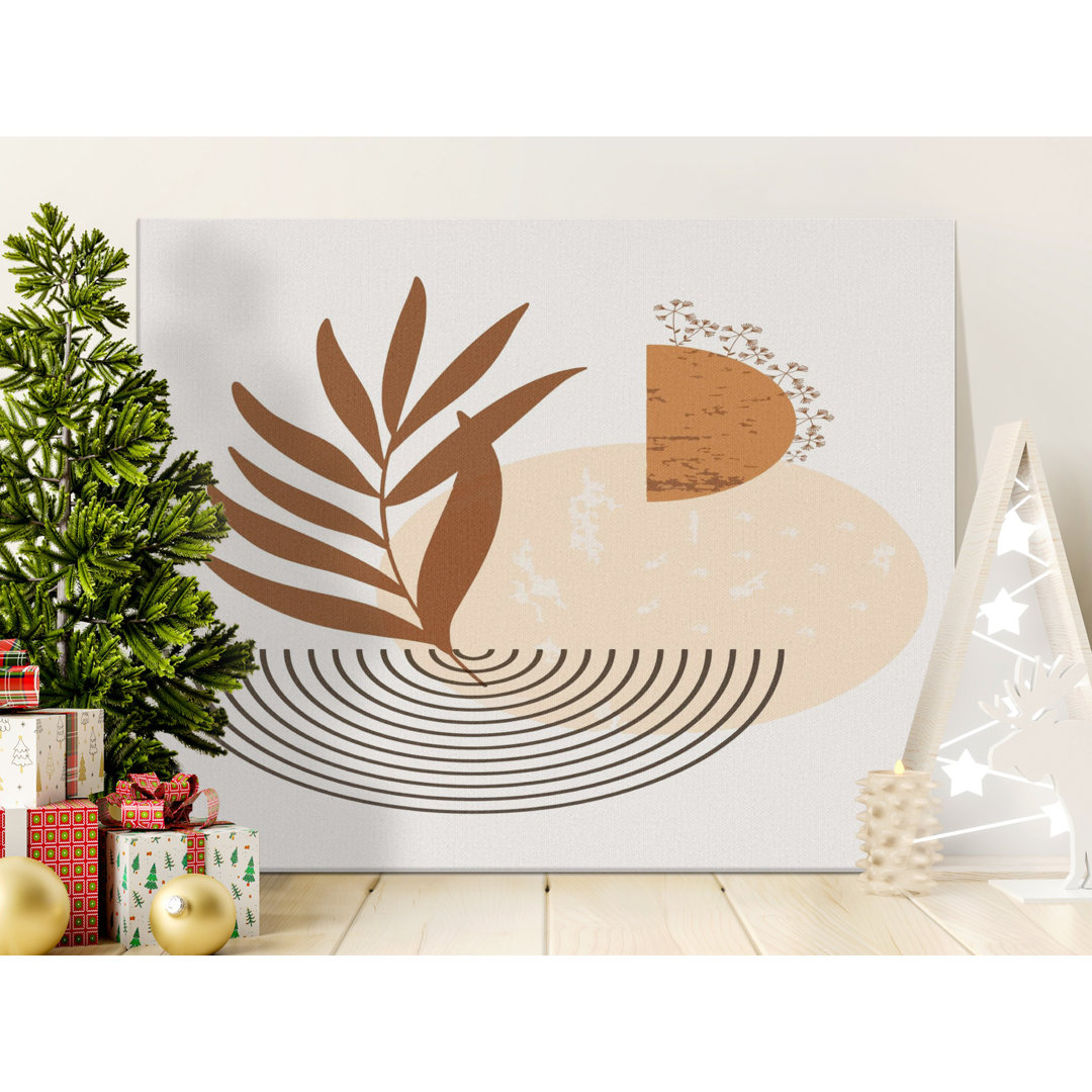 Boho Botanical Canvas Wall Art, Modern Abstract Plant Print, Gallery Wrapped Canvas, Ready to Hang, Minimalist Decor, Archival Quality