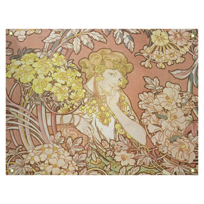 Femme entre des fleurs tapisserie Magdaleno