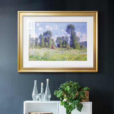 Meadow In Giverny, Spring Effect, 1890 - Matted and Framed Under Acrylic Glass, Large Living Room Wall Art