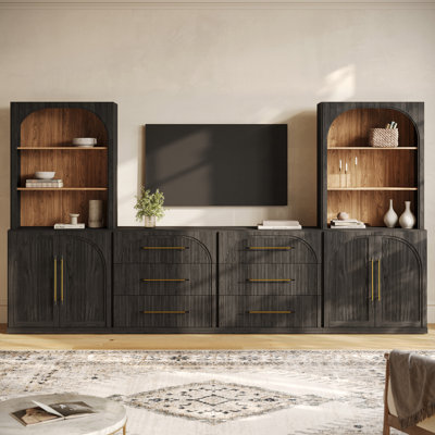 Ensemble de meuble télé 6 pièces Yunus Series 1C2G, ébène