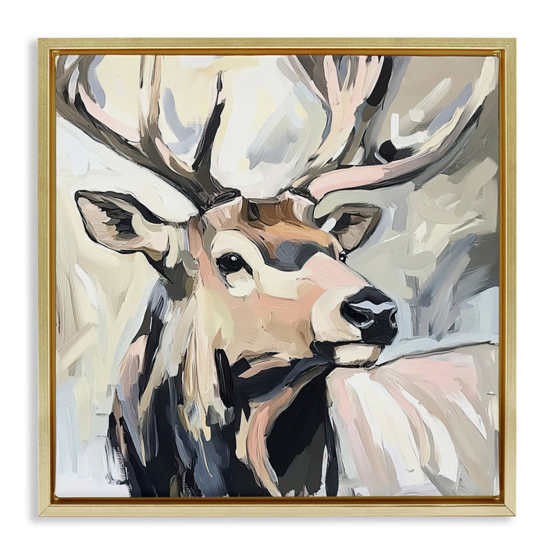 Cadre flottant neutre, portrait de taureau, par Tina LeCour, Cadre flottant métallique doré, H 18 po x l 18 po