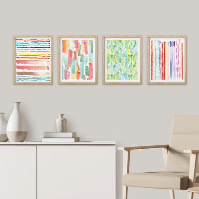«Rainbow Pastel Paint Stroke Collage», ensemble de 4 reproductions de cadres photo simples