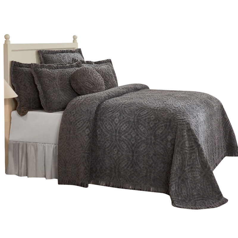 Couvre-lit / couvre-lit double à double anneau 100% coton, Gris, Ensemble de courtepointe très grand