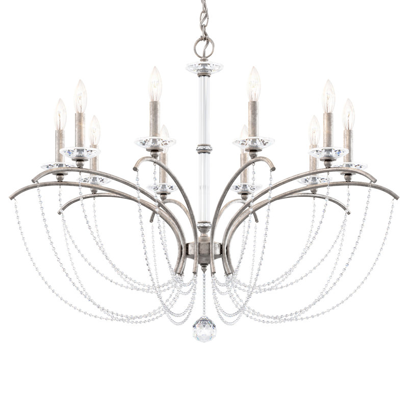 Priscilla 10 - Light Chandelier, Antique Silver, Optic Crystal