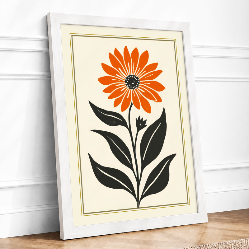 Striped Bloom Botanical - Framed Print, A1 - 84.1 x 59.4 cm, White