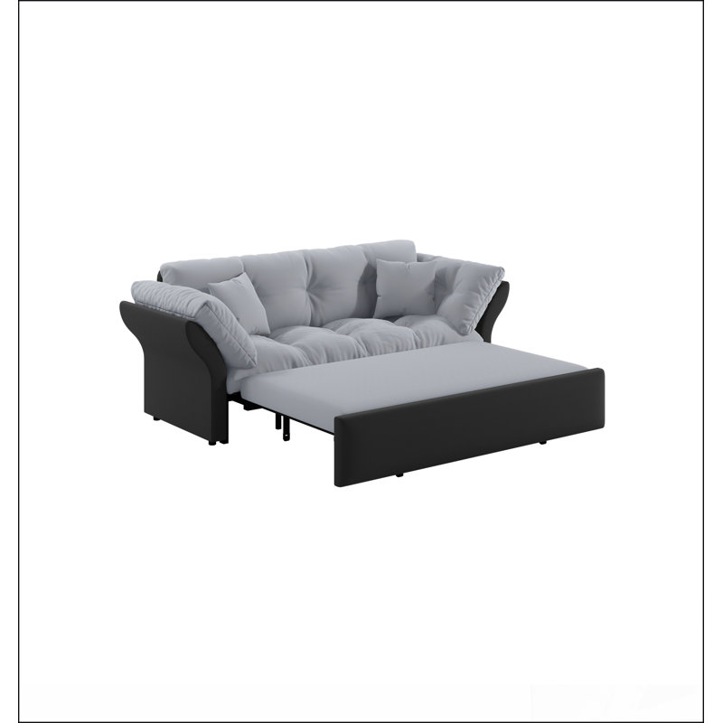 Grand canapé-lit escamotable, canapé-lit capitonné convertible 3-en-1, Gris